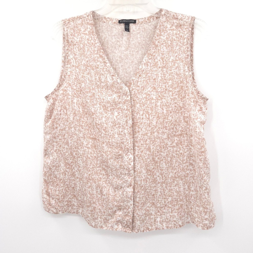 Eileen Fisher Bramble Prism Silk & Organic Cotton Top Sleeveless Women S Tan